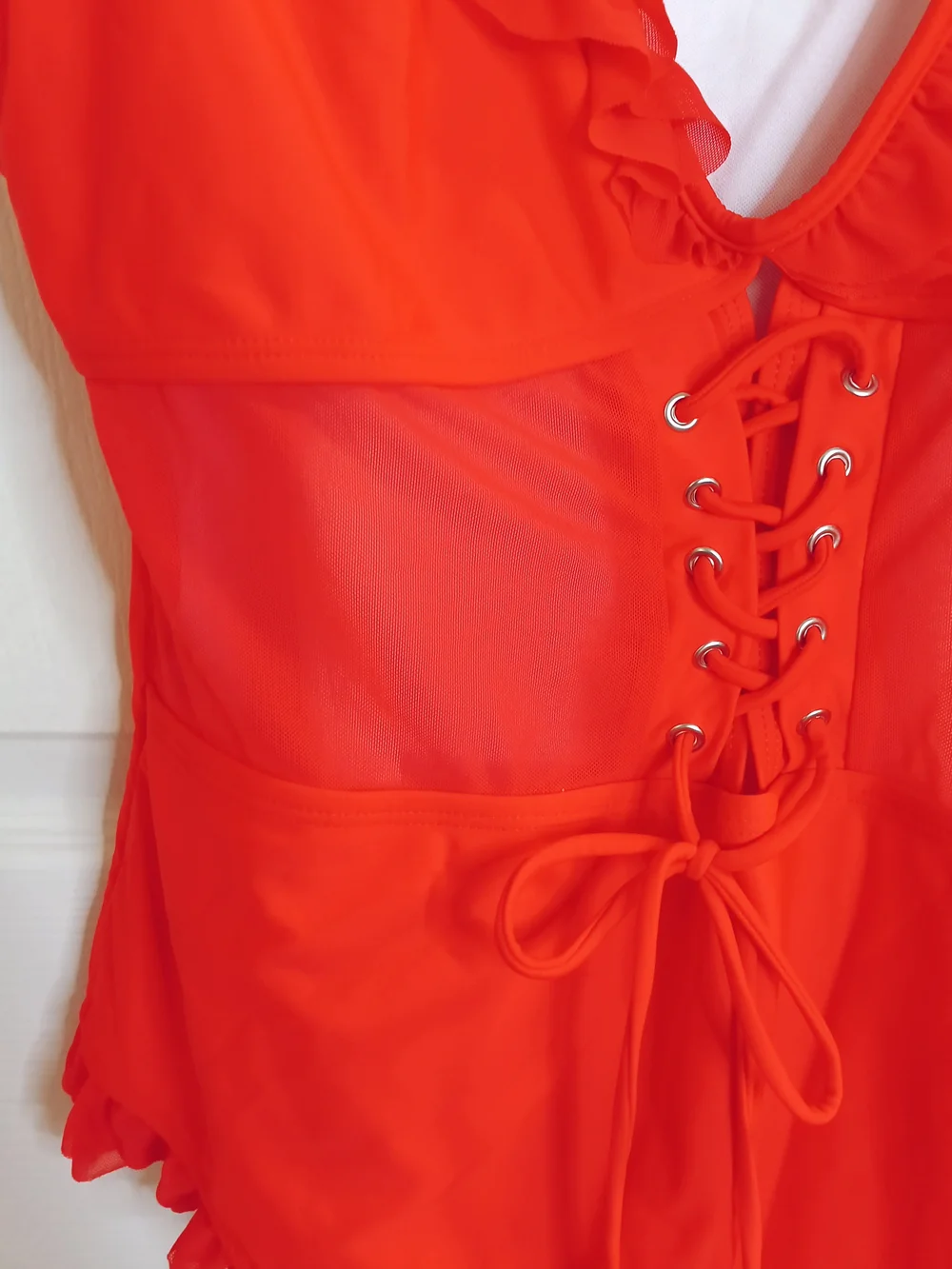 SHEIN Bright Red Ruffle One-Piece Swimsuit for Kids - Picture 5 of 8